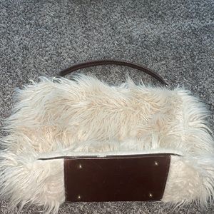 Sherpa & leather shoulder bag
